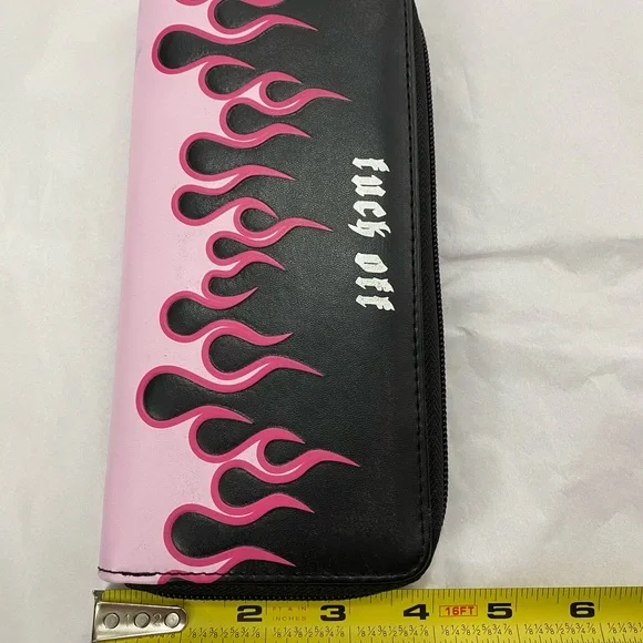 Pink Flames Zip Clutch Women’s Wallet - Picture 13 of 13